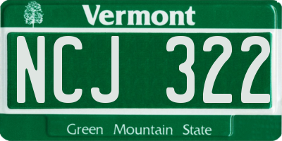 VT license plate NCJ322