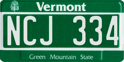 VT license plate NCJ334