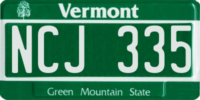 VT license plate NCJ335