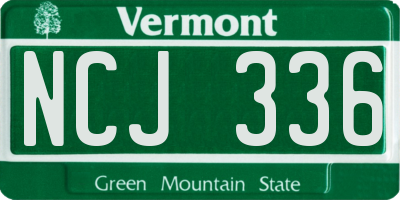 VT license plate NCJ336