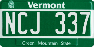 VT license plate NCJ337
