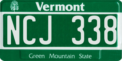 VT license plate NCJ338