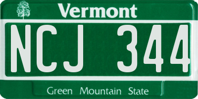VT license plate NCJ344