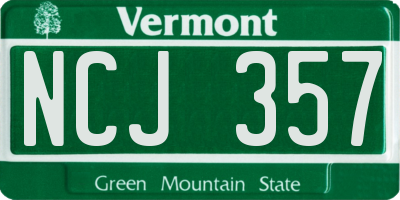 VT license plate NCJ357