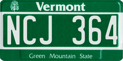 VT license plate NCJ364