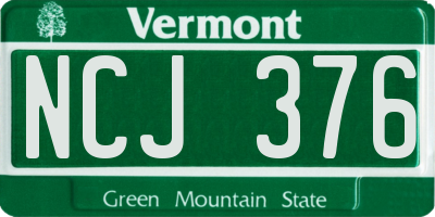 VT license plate NCJ376