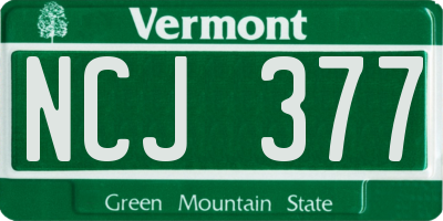 VT license plate NCJ377