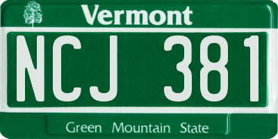 VT license plate NCJ381