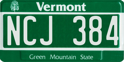 VT license plate NCJ384