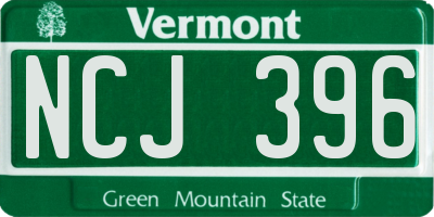 VT license plate NCJ396