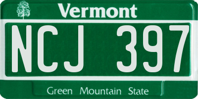 VT license plate NCJ397
