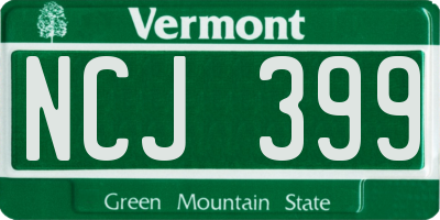 VT license plate NCJ399