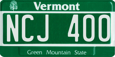 VT license plate NCJ400