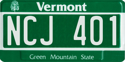 VT license plate NCJ401