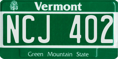 VT license plate NCJ402