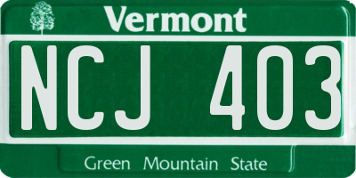 VT license plate NCJ403