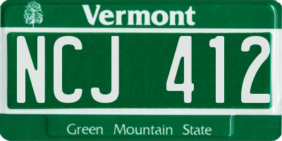VT license plate NCJ412