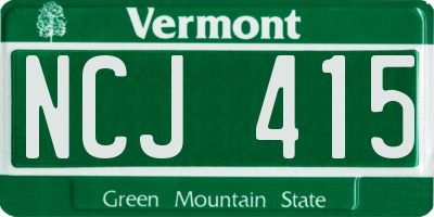 VT license plate NCJ415