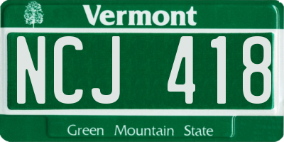 VT license plate NCJ418