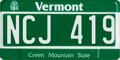 VT license plate NCJ419