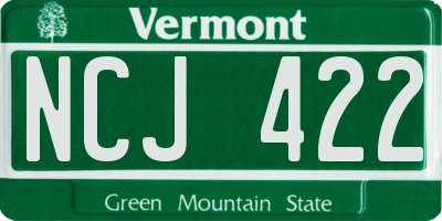 VT license plate NCJ422