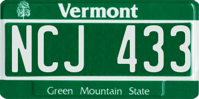 VT license plate NCJ433