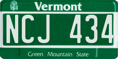 VT license plate NCJ434