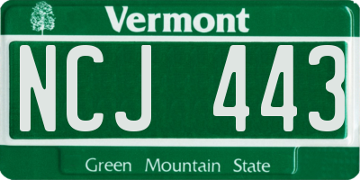 VT license plate NCJ443