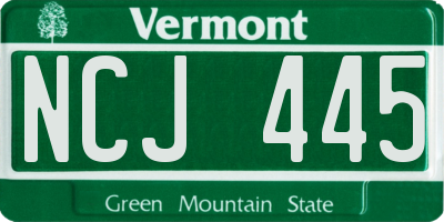 VT license plate NCJ445