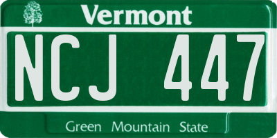 VT license plate NCJ447