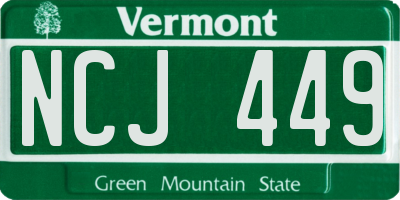 VT license plate NCJ449