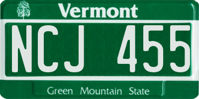 VT license plate NCJ455