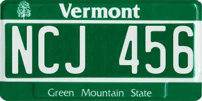 VT license plate NCJ456