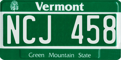 VT license plate NCJ458
