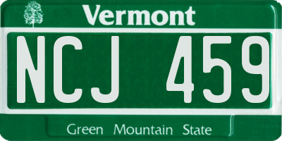 VT license plate NCJ459
