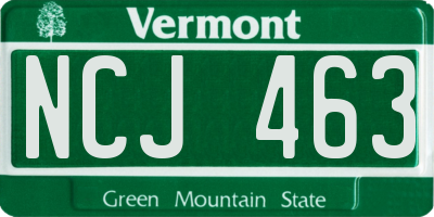 VT license plate NCJ463