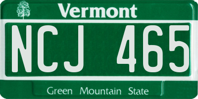 VT license plate NCJ465