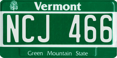 VT license plate NCJ466