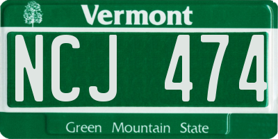 VT license plate NCJ474