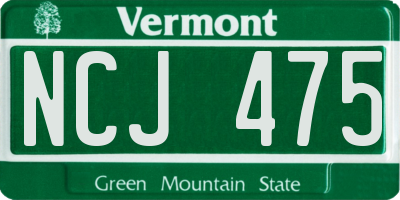 VT license plate NCJ475