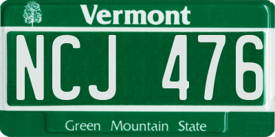 VT license plate NCJ476