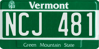 VT license plate NCJ481