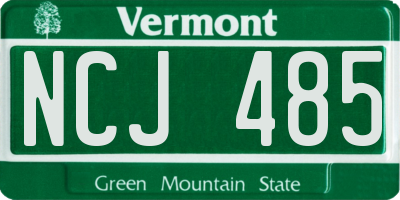 VT license plate NCJ485