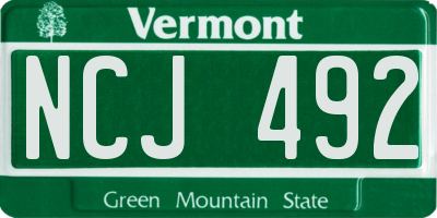VT license plate NCJ492