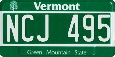VT license plate NCJ495