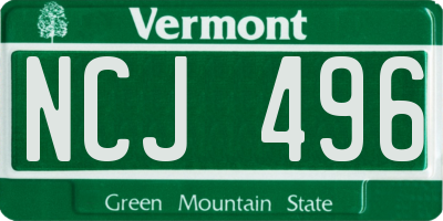 VT license plate NCJ496