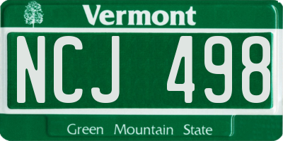 VT license plate NCJ498