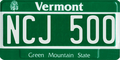 VT license plate NCJ500