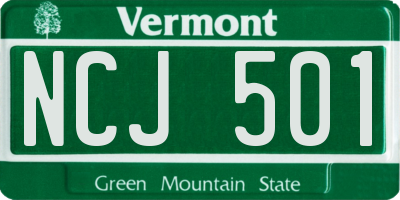 VT license plate NCJ501