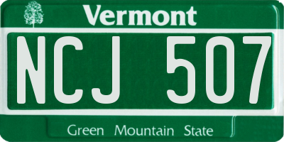 VT license plate NCJ507